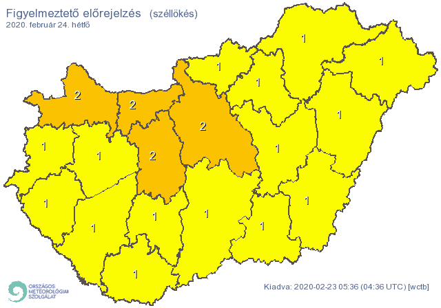 Ismét erős széllökések veszélyére figyelmeztet a meteorológiai szolgálat