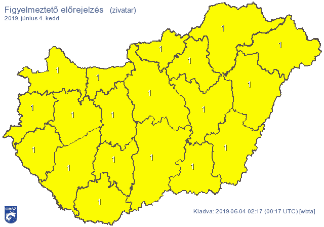 Ismét zivatarok veszélye miatt adott ki figyelmeztetést a meteorológiai szolgálat